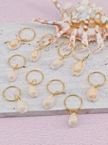 5/10pcs Beach Resort-Style Shell Braid Decorative Ring Headwear Ring For Ladies' Party Gifts (Hand-Polished Shells.The Shape And Specification Are Slightly Different, Which Is A Natural Phenomenon.)