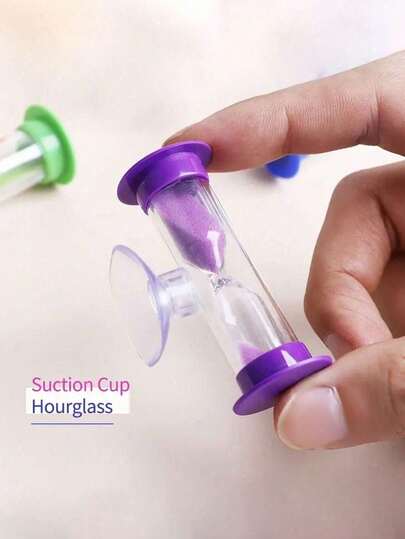 5pcs Unbreakable Plastic Mini 2-Minute Timer With Suction Cup, Rotatable, Suitable For Brushing Teeth, Kitchen, Games, Classroom And More