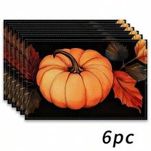 Un conjunto de 4/6 individuales para mesa y 1 camino de mesa, diseñados en un estilo temático de otoño con estampados de calabaza y hojas de arce, adecuados para mesas de comedor, muebles, decoraciones de fiestas festivas y pueden usarse tanto en interiores como en exteriores, lo que lo convierte en una elección ideal para la decoración de Acción de Gracias y otoño. - Multicolor - Ver 20