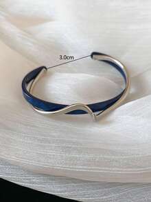 1 件别致简约小众个性化波浪蓝色树脂奢华高端多功能手镯，男女通用，适合女性日常和节日场合