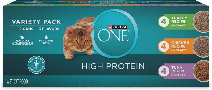 Purina ONE Natural High Protein Cat Food, Chicken Recipe In Wet Cat Food Gravy - (Pack Of 24) 3 Oz. Pull-Top Cans - Turkey, Tuna, and Chicken - View 1