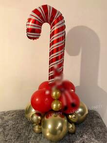 10 piezas/19 piezas/15 piezas Globos decorativos para fiesta de Navidad, renos gigantes, bastones de caramelo globos de papel de aluminio, globos rojos con forma de estrella de 18", globos transparentes de 24" (para envolver regalos), globos de látex rojos y dorados metálicos de 10", globos de látex rojos y dorados metálicos de 5", adecuados para Año Nuevo, Nochevieja, decoración de habitación 2026, arreglo interior - Multicolor - Ver 10