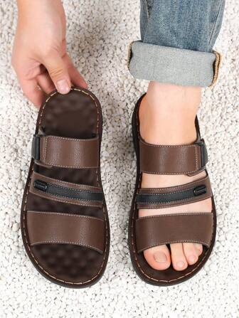 Men's Classic Comfort Slide Sandals With Ergonomic Arch Support, Cushioned Slip-On Open Toe Slippers For Indoor And Outdoor Daily Walking