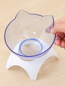 1个防滑塑料宠物碗，猫食碗，颈部保护碗，加高猫咪倾斜食碗，15度角塑料猫托盘，可爱猫耳设计，易于清洁，保护宠物颈部，促进健康消化和良好姿势。适用于猫狗 - 耐用宠物用品。 - 無色 - 查看 2