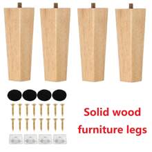4-Piece Set Of Furniture Legs With Hardware And Solid Wood Accessories, Table Legs, Furniture Legs, Solid Wood Sofa Legs, Cabinet Legs, Coffee Table Legs, Solid Wood Legs Suitable For Sofas, Dressing Tables, Beds-Multifunctional Wooden Replacement Legs.