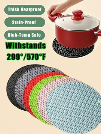 Honeycomb Silicone Placemats, Non-Slip Pads, Pot Holders, Table Mats, Heat Insulation Coasters, Multi-Function Round Heatproof Silicone Mats, Cup Coasters, Hot Pot Holders, Kitchen & Dining Accessories, Picnic Blankets