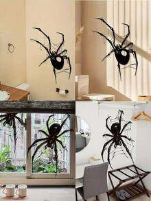 1PC Large Halloween Spider Wall Decal - Creepy Black PVC Sticker, Removable & Self-Adhesive For Living Room, Bedroom, Entryway Decor - Traditional Cartoon Style, Halloween Decorations Halloween Decor Christmas Decoration Thanksgiving Wedding Home Decor Home Decor Fall Decor Autumn Decor Birthday Decorations For Gifts Party Supplies Indoor Holiday Festival Decor Wall Decor Halloween Ornaments - Black - View 1