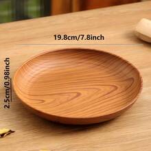 7.8 英寸防碎木纹效果塑料盘子 - 轻巧，可用洗碗机清洗和微波炉加热，非常适合盛放意大利面、水果和甜点 - 非常适合家庭、厨房、野餐、露营、房车和餐具配件