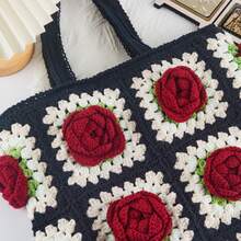 手工钩编紫藤手提单肩包、通勤钱包、女士礼物