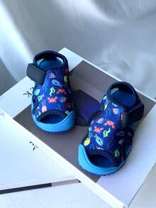 2-14岁中性儿童夏季海洋动物多巴胺色彩系列海军蓝运动凉鞋，女童户外跑步散步防滑耐用舒适软底运动凉鞋，男童夏季透气面料旅游度假沙滩凉鞋 - 藏蓝色 - 查看 6