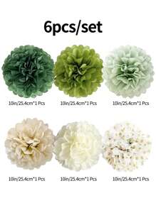 6 件鼠尾草绿和金色派对装饰套装 - 10 英寸纸灯笼、纸花、纸扇，适合夏季婚礼、新娘送礼会、毕业典礼、生日、婚礼、毕业派对、日常和节日庆祝活动