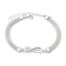 1pc Minimalist Rhinestone Infinity Eight Charm Silver Color Bracelet, Fashionable Jewelry Suitable For Daily Wear, Gift For Sisters, Mothers, Christmas, Carnival Party