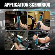 CYBOBAN 电动工具,12V 棘轮扳手,可手动或电动操作,2.0Ah 兼容电池,LED 灯,3/8 头、1/4 头和 2/8 头配件,90 度直角,1.3A 快速充电器,适用于汽车、轮胎和住宅等狭小空间作业。自 2025 年起,还配备了全新安全带扣。价格实惠! - 薄荷藍 - 查看 6