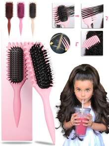 Cepillo definidor de rizado, en caja, para cabello rizado, ondulado y rizado - Herramienta de peinado antiencrespamiento con diseño de pulpo para enredar, dar forma y separar los rizos - Cepillo ligero sin tirones para niños, adolescentes y niñas pequeñas - Paquete listo para regalo para viajes, hogar y escuela - Multicolor - Ver 3