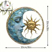 Una pieza de atrapasueños de acrílico con pintura de luna y sol - Decoración de ventana vívida de 8" X 8" para el hogar, oficina, jardín - El regalo perfecto para damas, hermanas, amigas