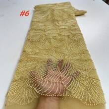 Luxury African Heavy Beads Lace Fabric 2025 High Quality Nigerian French Mesh Sequined Lace Material For Women Wedding Dresses Sewing