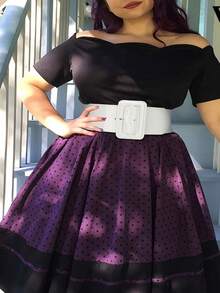 1pc Elastic Mirror Leather Wide Belt, Solid Color Minimalist Versatile Women Belts Fall, Autumn, Halloween - White - View 10