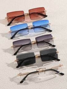 1 Pair, 2 Pairs, 3 Pairs, 5 Pairs, 10 Pairs Unisex Rectangular Classic Frameless Luxury Fashion Glasses, Suitable For Daily Life, Outdoor Travel Accessories, Daily Photography, Outdoor Travel Accessories, Also Have Windproof And Sand Protection Function, All Season