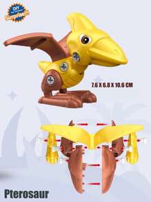 儿童恐龙玩具，恐龙积木，可重复使用玩具，可拆卸恐龙模型，STEM教育3D拼装玩具，DIY拼装套装，易于组装和携带，3岁以上儿童的理想礼物，包含钻头，颜色随机