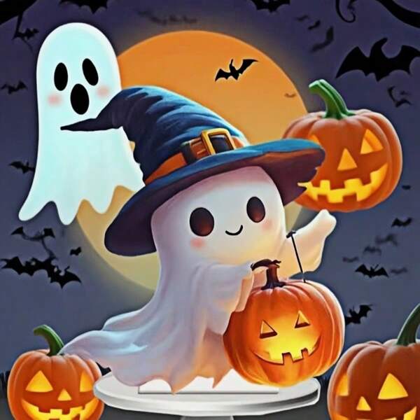 New Halloween 2D Acrylic Cute Ghost, Theme Desktop Decoration, Multi-Purpose Animal Decoration For Home, Office And Bookstore - Perfect Gift Home Decoration, Room Decoration
