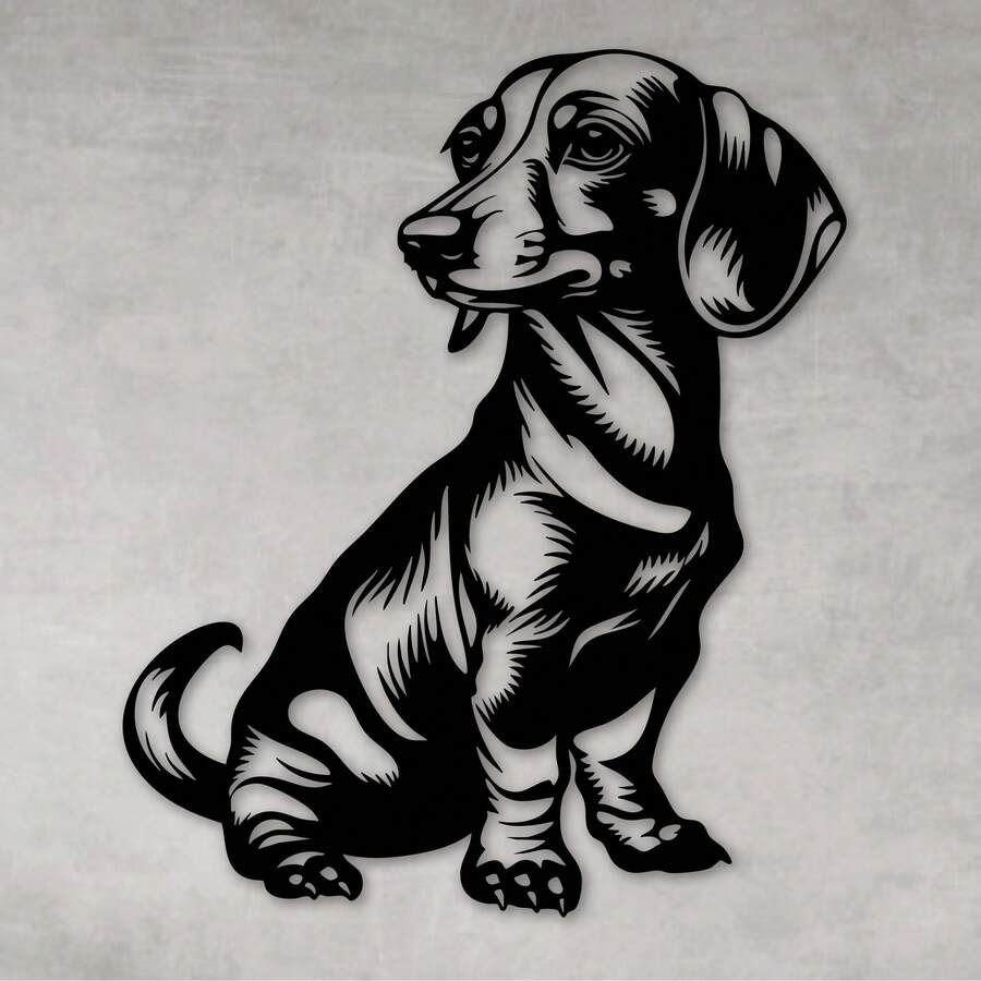 Decorative Hollow Frame Decoration Sausage Dog Dachshund Pet MDF - 黑色 - 查看 1