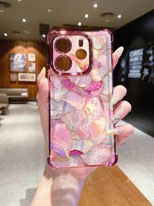 1 件粉色紫色大理石纹防震电镀相机 UV 印花保护手机壳适用于三星/Galaxy/Infinix/Redmi/OPPO/VIVO/Realme 防水防摔防刮 - 粉色 - 查看 2