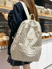 Large Capacity Popular Floral Student Backpack, Cute Women's Backpack, Suitable For Teenagers, High School Students, College Students, Graduates, Returning To School, Graduation Season, Male And Female Students, Used As Classroom And Shopping Bags, Class Travel Bags - Multicolor - View 6