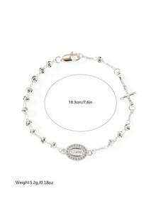 1件手工串珠圣母玛利亚宗教手链，银色，适合送给朋友、女朋友，女性日常及节日佩戴 - 銀色 - 查看 5