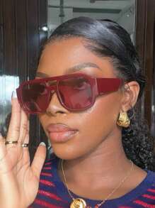 1 Pair Women Multi-Color Frame Fashionable Fashion Glasses, Summer Beach Accessory Aviator Shape Shades