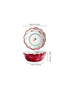 1pc Ceramic Bowl, Decorative Bowl, Fruit Bowl, Suitable For Home Kitchen, Restaurant, Living Room, Fruit, Snack, Candy, Salad, Cake Serving, Applicable For Wedding, Party, Gift, Birthday