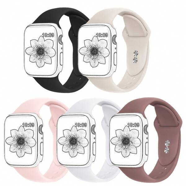 6 packs de bracelets en silicone compatibles avec les bracelets de montre 38mm 40mm 41mm 42mm 44mm 45mm 46mm 49mm pour femmes et hommes, bracelet de sport doux de remplacement pour les séries de montres 10 9 8 SE 7 6 5 4 3 2 1 Ultra