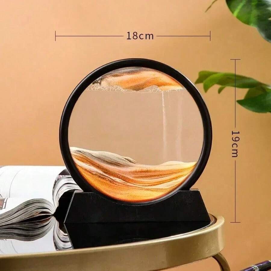 Quicksand Moving Sand Art Picture Round Glass Deep Sea Sandscape Craft Flowing Painting Home Decor Gift
