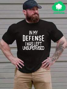 hombre|Camiseta de |Envío desde México|Camiseta de para hombres con frase divertida "IN MY DEFENSE I WAS LEFT UNSUPERVISED" - Negro - Ver 1