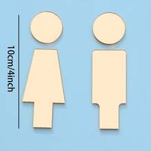2pcs Cute Male/Female Bathroom Sign, 6.6" Creative Wood/Acrylic Unisex Restroom/Bathroom Door Plate, Novelty Wooden Male Female Toilet Signs Decorative Set - Multicolor - View 17