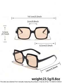 2 件女士亚克力休闲方形框架时尚眼镜适合假日外出和日常生活着装方形墨镜 - 彩色 - 查看 6