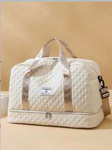 New Simple Luggage Bag, Fashionable And Versatile, Casual Sports And Fitness Bag, Short-Distance Travel, Sports, Large Capacity, Waterproof, Versatile And Exquisite Bag, College Student, Maternity Bag, Travel Bag With Independent Shoe Compartment, Can Be Set With A Trolley, Holiday Gift, Lightweight And Foldable,Men And Women Unisex Tote Bag Duffle Bag Cruise Essentials Storage,Back-To-School Supplies, Travel Essentials - Black and White - View 6