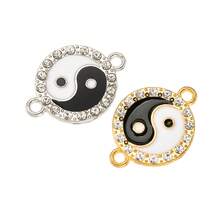 6 Stücke/Set DIY Schmuckverbinder, Schwarz & Weiß Yin Yang Legierung Taoistische Serie Ohrringe, Armbänder, Anhänger Handarbeits Materialien - Tratsch - Übersicht 7