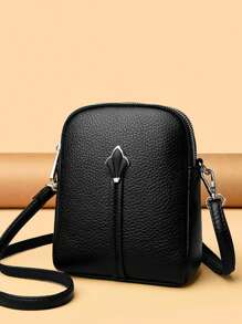 Bolso de mano de unicolor y suave para mujer, bolso de hombro cruzado de lujo de 2025 para mujer
