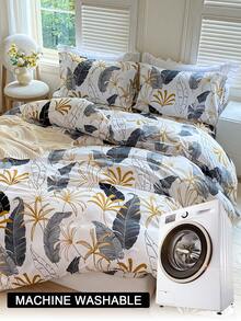 三件套花卉图案被套，采用超柔软透气的优质超细纤维面料制成，四季皆宜，可机洗，不易褪色，不易起球，不易缩水，不易起皱，时尚波西米亚/农舍/现代简约卧室装饰，易于打理，适合单人床/双人床/大号床/特大号床，是家庭、宿舍、公寓、酒店、度假租赁和送礼的理想之选。 - 彩色 - 查看 10