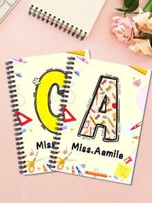 Un cuaderno personalizado de vuelta a la escuela, un cuaderno con nombres personalizados, un diario escolar para niños, útiles escolares, un regalo para estudiantes en la temporada de vuelta a la escuela, tamaño 14.3x20.7cm, para útiles escolares, de vuelta a la escuela