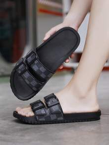 Summer Large Size 39-47 Men's Slippers Outdoor Comfortable Men's Casual Shoes Lightweight Anti Slip Home Slippers Wear-Resistant Breathable Men's Sandals Outdoor Daily Wear Men's Shoes(Asymmetrical Pattern) - Black - View 4