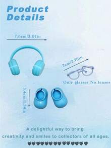 1–3 Pcs DIY Doll Kit For Labubu (Glasses, Shoes, Headphones) – Craft Gift For Friends, Birthdays, Summer Parties, Graduation, Or Halloween. Includes Decorative Parts, Storage, Squishy Toys, Stickers, And Wrapping Bags. Great For Room Decor, Party Favors, And Gifts. - Multicolor - View 7