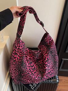 大容量褪色复古水洗粉色帆布手提包，简单休闲百搭拉链开合单肩包适合日常使用、上学、短途旅行、街头时尚，可折叠斜挎包，户外露营邮差包 - 玫紅色 - 查看 9