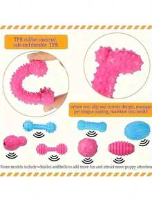 16-Piece Pack Of Sturdy, Bite-Resistant And Teething Dog Chew Toys - Spring/Summer Outdoor Vent Interactive Training Teething Toys In A Variety Of Shapes And Textures, Plastic Materials, Colors And Styles Cool It Is Suitable For Medium And Small-Sized Dogs. Large Dogs Have A High Bite Force And Are Prone To Damage - Multicolor - View 3