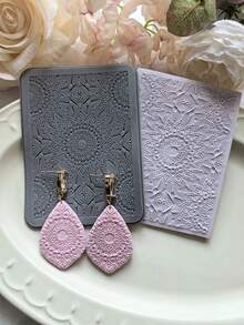 وسادة ملمس ورقة العنب والعباد الشمس، حصيرة ملمس السيليكون الناعم للطين لصنع أقراط الطين الناعم والدبابيس والقلادات والنحت الفخاري، أدوات ديكورية إبداعية DIY - رمادي غامق - مشاهدة 11