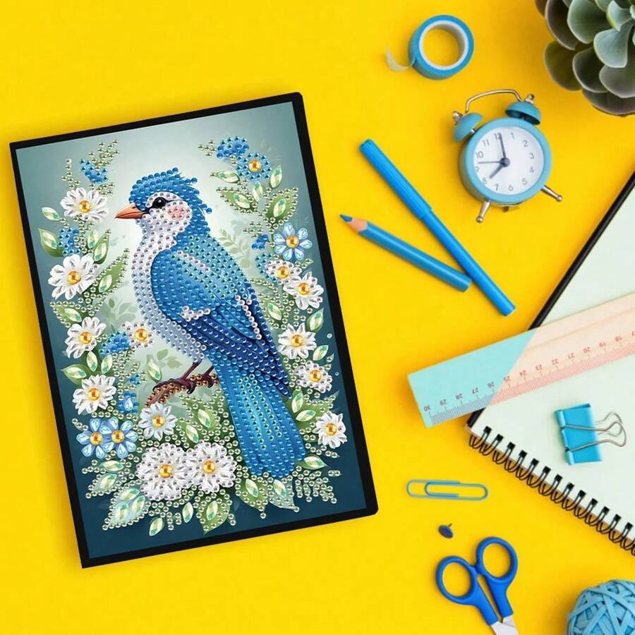 1 Conjunto Kit de Pintura de Diamante DIY com Cristais de Strass - Caderno de Couro Sintético Preto, Material Artesanal para Casa, Escritório e Escola, Presente Perfeito para a Volta às Aulas ou Acessório de Mesa Criativo, Presente Artesanal Único