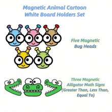Juego de 8 piezas de imanes con símbolos matemáticos (>, <, =) - Marcadores en forma de caimán/oruga/insecto para contar y demostrar en el aula, útiles escolares, de vuelta a clases