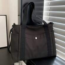 Large Capacity Nylon Crossbody Bag Casual Solid Color Messenger Shoulder Bag With Removable Strap