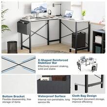 L Shaped Desk Gaming Computer 50 Inch Corner Desks Work Table For Writing Study Student With Wood Tabletop Metal Frame CPU Stand Side Bag For Home Office Small Place - White - View 6