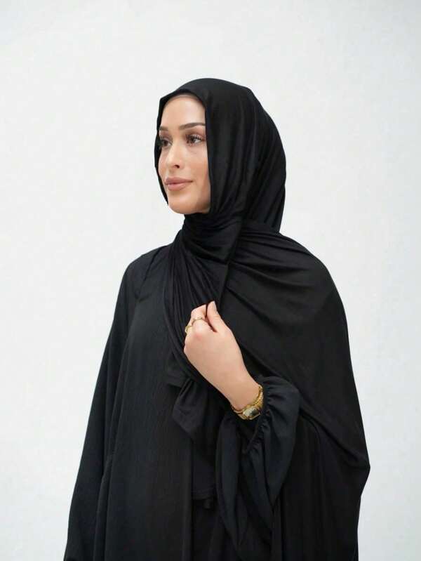 1pc Tie-Back Instant Jersey Hijab. Soft Breathable Anti-Pilling Tie-On Hijab – Comfortable Daily Muslim Headscarf For All Seasons, Easy To Wear & Style.